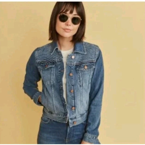 Marine Layer Jackets & Blazers - MARINE LAYER Blue Jean Eileen Embroidered Jacket Soft Denim Size Women's Large